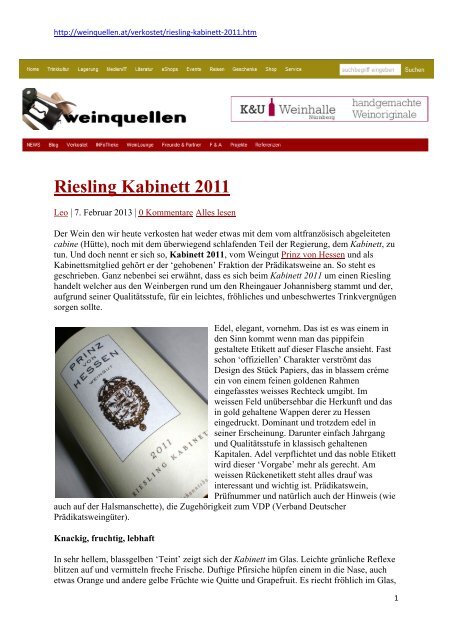 Riesling 'Dachsfilet' 2010 - Weingut Prinz von Hessen
