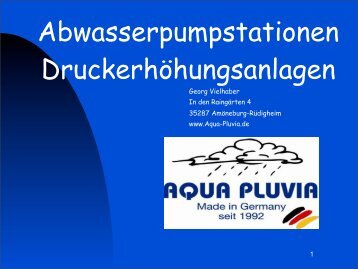 Abwasserpumpstationen Druckerhöhungsanlagen - Aqua Pluvia