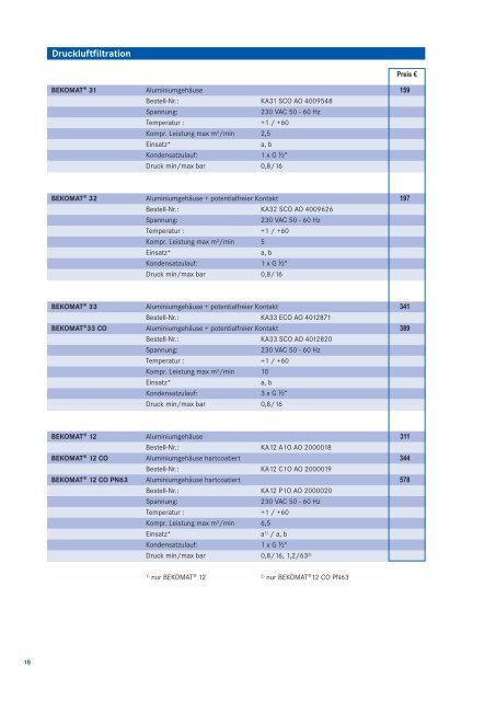 Preisliste 2013