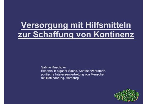 Versorgung mit Hilfsmitteln zur Schaffung von Kontinenz - ASbH