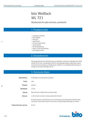 Technisches Datenblatt WL 721 - Bito AG