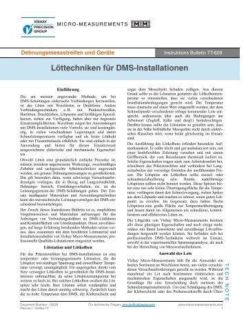 Löttechniken für DMS-Installationen Instruktions Bulletin TT-609