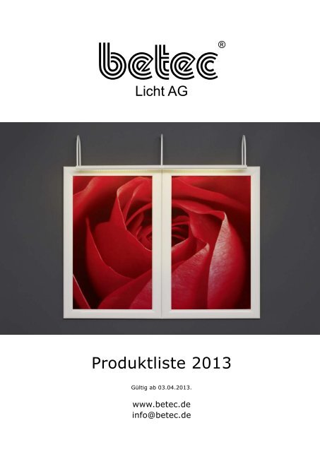 Produktliste Deutsch 2013.indd - Betec Licht AG