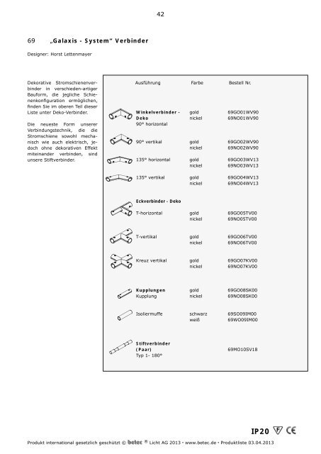 Produktliste Deutsch 2013.indd - Betec Licht AG