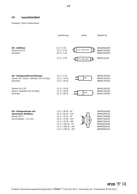 Produktliste Deutsch 2013.indd - Betec Licht AG