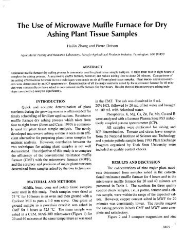 The Use of Microwave Muffle Furnace for Dry Ashing Plant Tissue ...