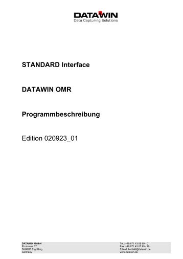 Benutzerhandbuch Standard Interface Deutsch ... - Datawin GmbH