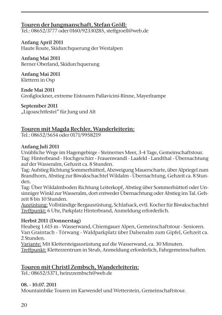 Jahresbericht 2010 - Deutsche Alpenvereinssektion Berchtesgaden