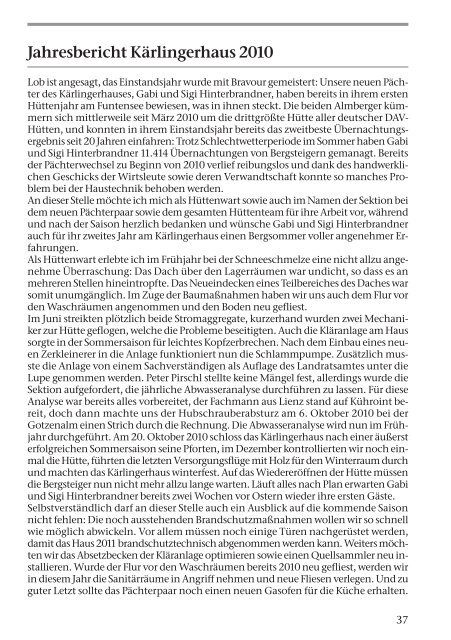 Jahresbericht 2010 - Deutsche Alpenvereinssektion Berchtesgaden