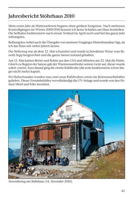 Jahresbericht 2010 - Deutsche Alpenvereinssektion Berchtesgaden