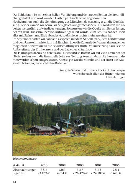 Jahresbericht 2010 - Deutsche Alpenvereinssektion Berchtesgaden