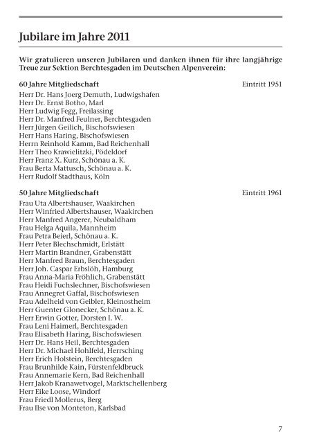 Jahresbericht 2010 - Deutsche Alpenvereinssektion Berchtesgaden