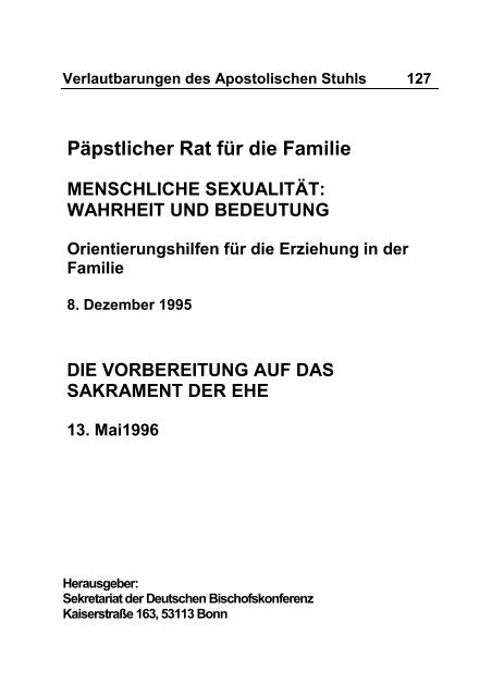 Menschliche Sexualität: Wahrheit und Bedeutung - Deutsche ...