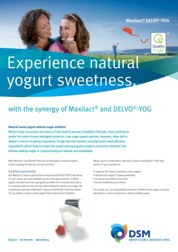 Experience natural yogurt sweetness. - DSM