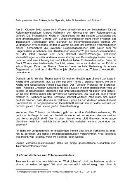 Bericht des Kirchenpräsidenten herunterladen (PDF) - Evangelische ...