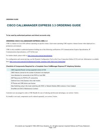 cisco callmanager express 3.3 ordering guide - Ingram Micro GmbH