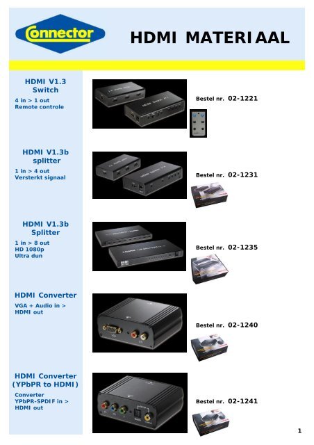 Connector catalogus HDMI materiaal pag 1