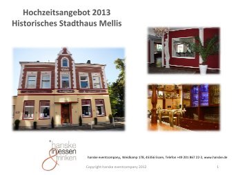 Hochzeitsangebot 2013 Historisches Stadthaus Mellis - Hanske in ...