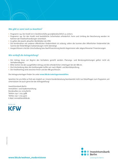 KfW – Wohneigentumsprogramm I - Investitionsbank Berlin