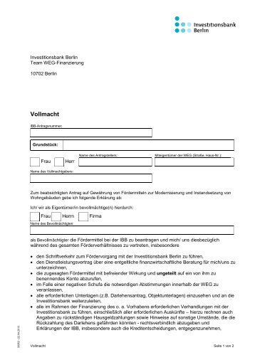 Formatvorlage für interne Formulare - Investitionsbank Berlin