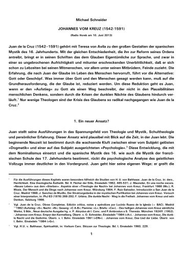 1 Michael Schneider JOHANNES VOM KREUZ (1542 ... - Kath.de