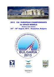 2013 FAI EUROPEAN CHAMPIONSHIPS for SPACE MODELS