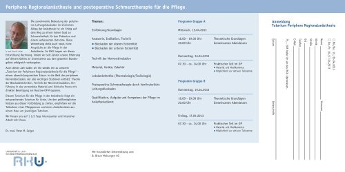 Periphere Regionalanästhesie und postoperative ... - RKU