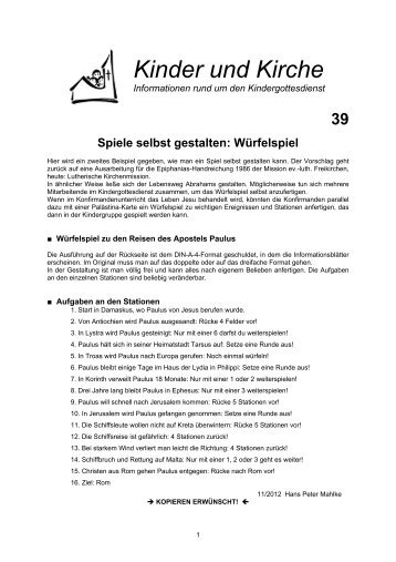 Spiele selbst gestalten: Würfelspiel - SELK