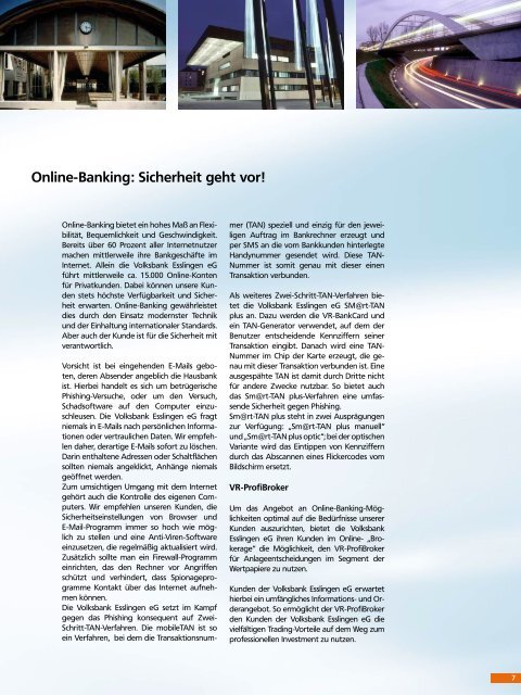 Geschäftsberichtes - Volksbank Esslingen eG