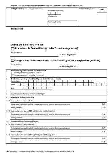 Antrag auf Steuerentlastung von der Stromsteuer und_oder ...