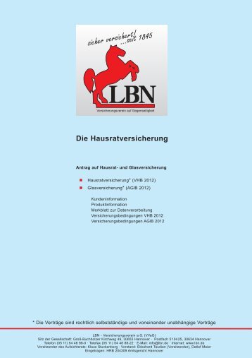 Versicherungsantrag Hausrat Gut+.pdf - LBN LehrerBrandkasse ...