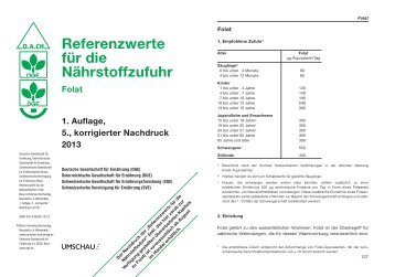 Referenzwerte für die Nährstoffzufuhr: Folat - Deutsche Gesellschaft ...