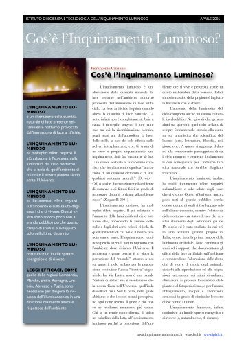 Cos'Ã¨ l'inquinamento luminoso? (PDF) - inquinamentoluminoso.it