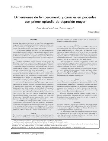 Dimensiones de temperamento y carÃ¡cter en pacientes con