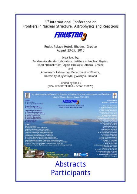 Abstracts Participants Institute of Nuclear and Particle Physics
