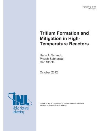 Tritium Formation and Mitigation in High- Temperature Reactors