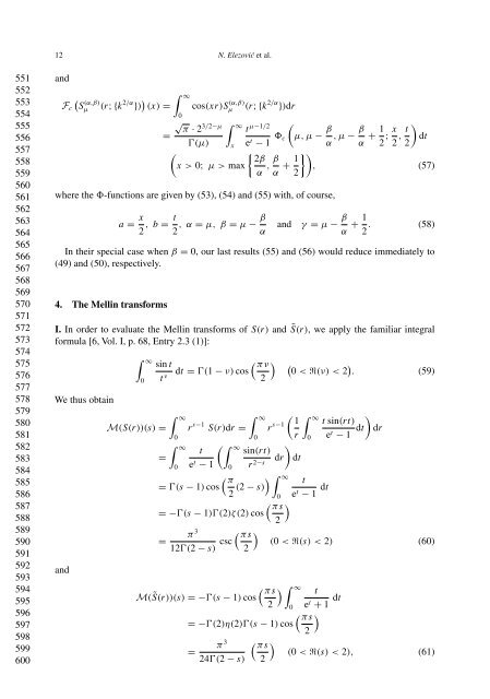 Integral representations and integral transforms of some families of ...