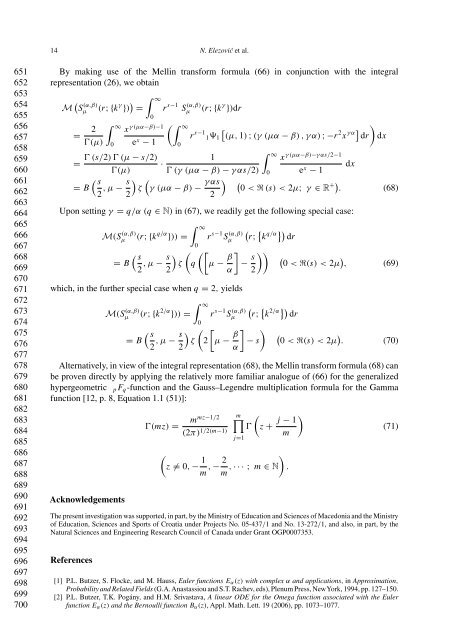 Integral representations and integral transforms of some families of ...