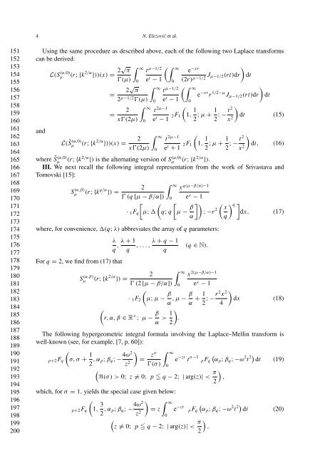 Integral representations and integral transforms of some families of ...