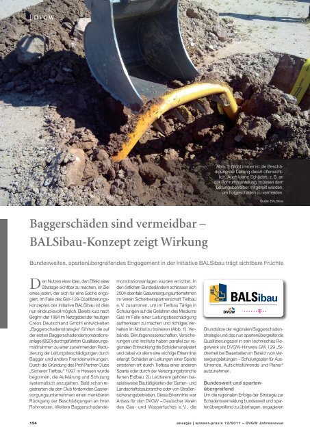 Baggerschäden sind vermeidbar - DVGW - Deutscher Verein des Gas