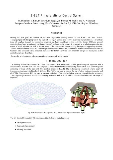 E-ELT Primary Mirror Control System - ESO