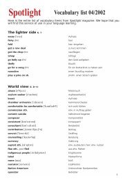 Spotlight Vocabulary list 04/2002 - INI-Raum