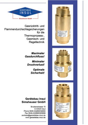 Katalog-Download Gasrücktritt - Gerätebau Insul Simsheuser GmbH