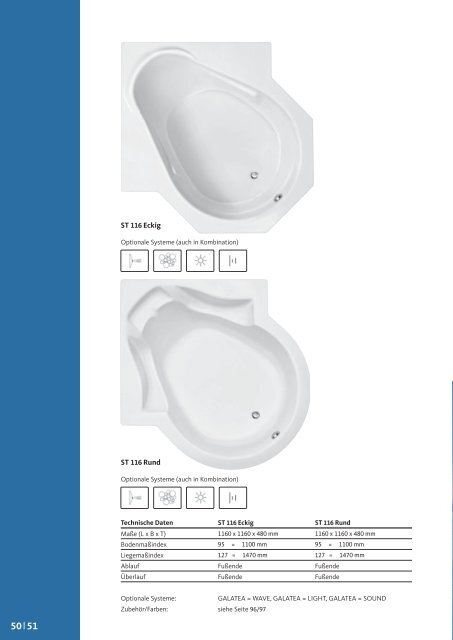 badewannen duschwannen poolsysteme lichtsysteme ... - Galatea