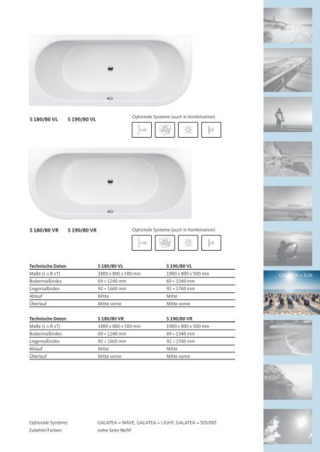 badewannen duschwannen poolsysteme lichtsysteme ... - Galatea