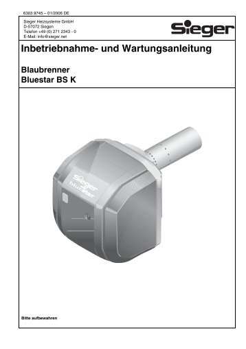 Inbetriebnahme- und Wartungsanleitung Blaubrenner Bluestar BS K