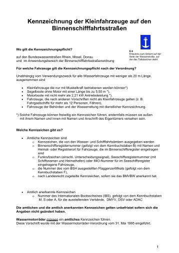 Kennzeichnung der Kleinfahrzeuge auf den ... - WSA Berlin