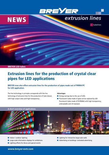 Extrusion lines for the production of crystal clear ... - Breyer GmbH