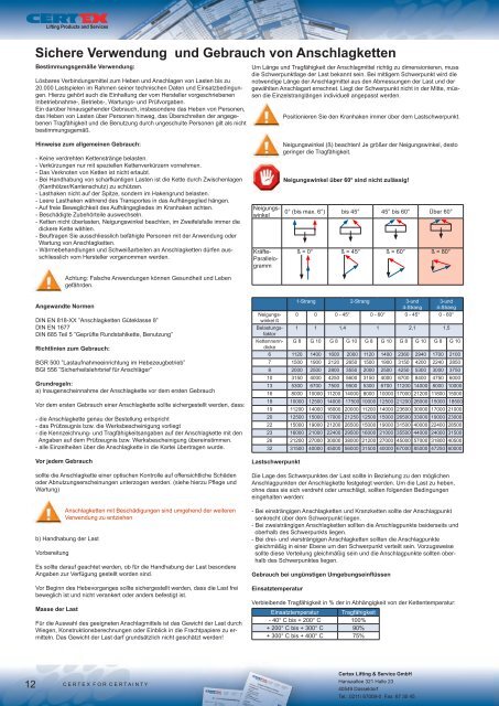 Betriebsanleitungen Montagehinweise - Certex Lifting & Service ...