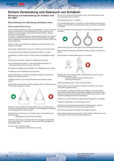 Betriebsanleitungen Montagehinweise - Certex Lifting & Service ...